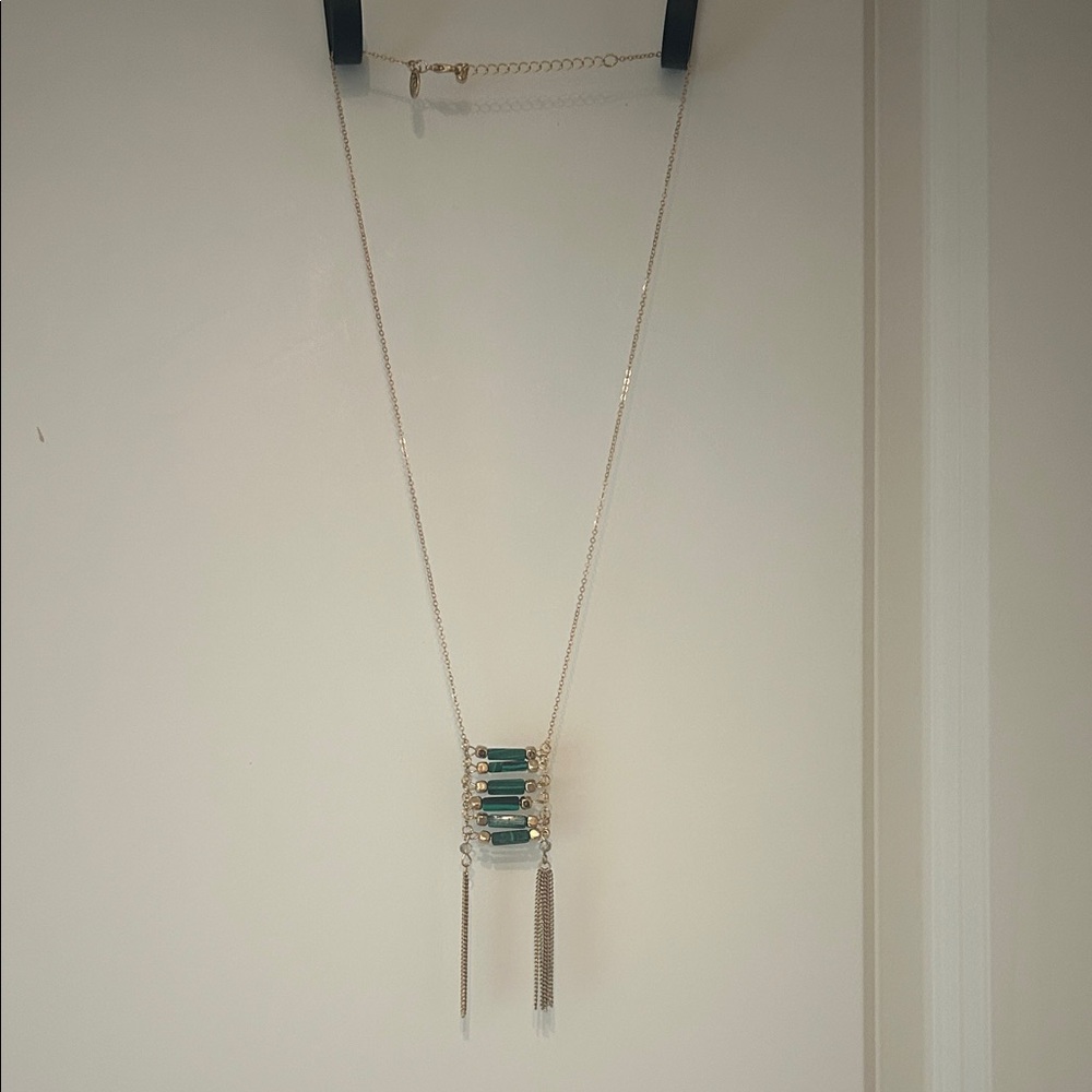 Charming Charlie Silver and Green Necklace